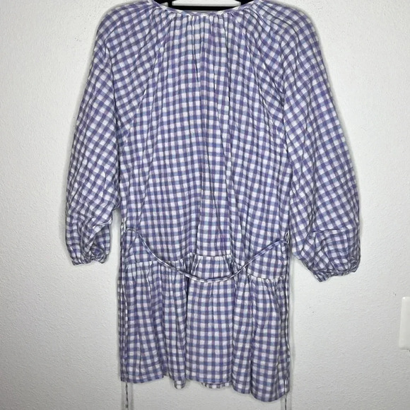 L* Space Vida Gingham Dress or Cover Up Med Purple & White Checkered - Picture 4 of 6